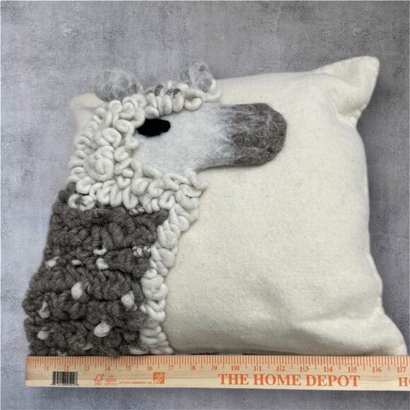 Anthropologie Throw Pillow Wool Llama Ernie & Irene Textured 3D Decorative - Picture 4 of 10